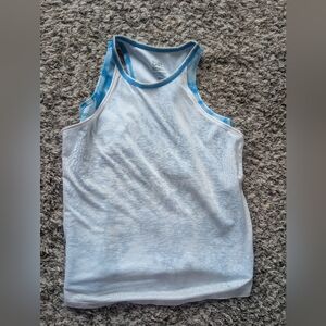 athleta Girl Size 8-10 White and Blue Tank Top